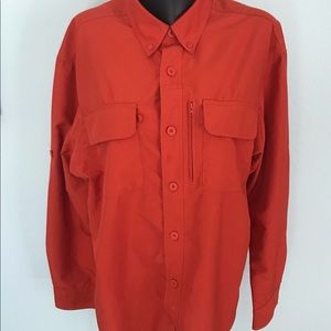 Men’s Duluth Cool Plus Fishing Shirt Roll Tab Sleeve Burnt Orange Sz Medium